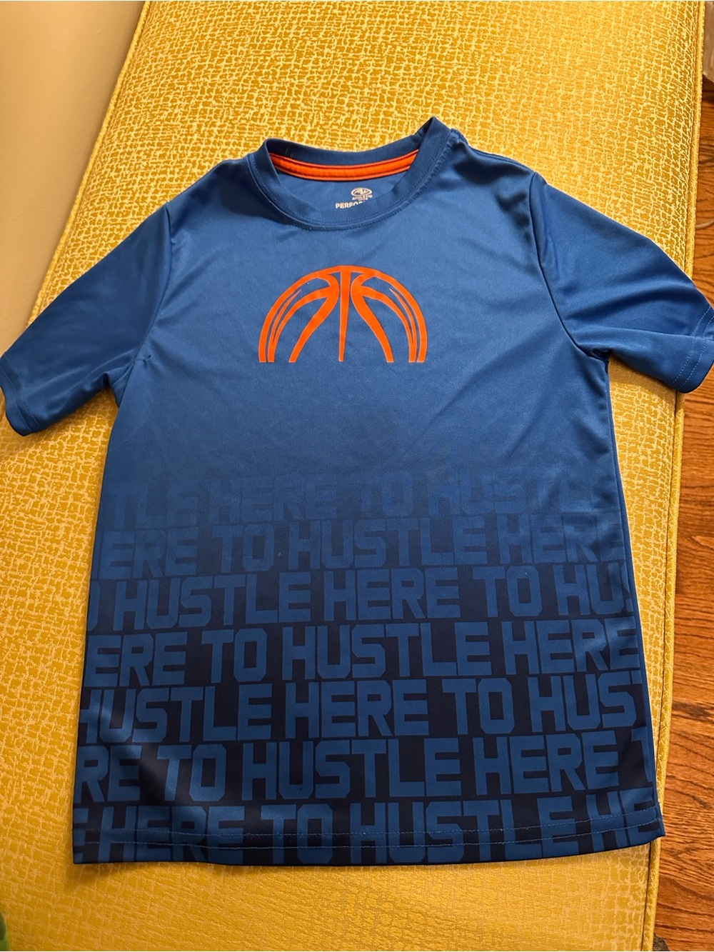 Athletic Works Blue Tee with Orange Basketball Graphic